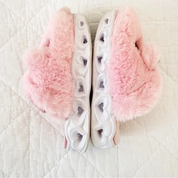 8 Toddlers Skechers Kids Pink Furry Unicorn Light Up Shoes - Picture 4 of 9